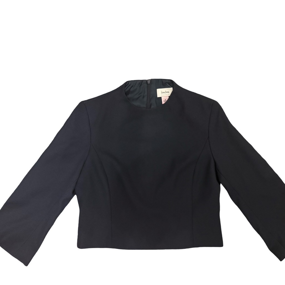 Neiman Marcus Black Longsleeve Crop Top